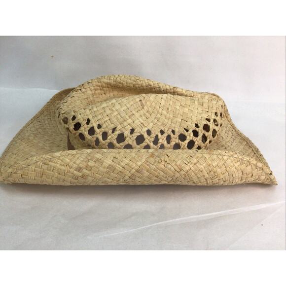 Stetson Mens Madrid Straw Cowboy Hat Turquoise Band Natural Size Small - Picture 4 of 8